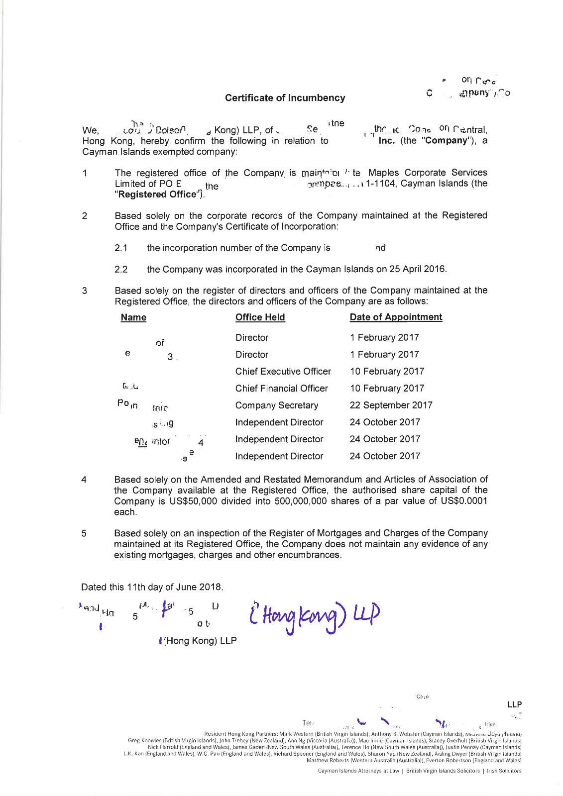 开曼公司营业执照董事证明公证认证