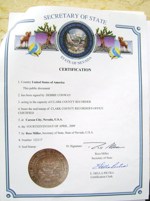 美国内华达结婚证公证 美国内华达结婚证公证